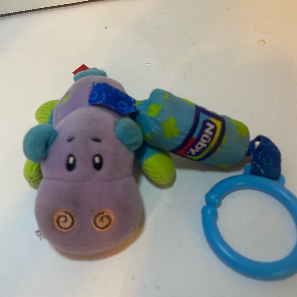 Kidorable Purple Hippo Plush with Blue Teething Ring